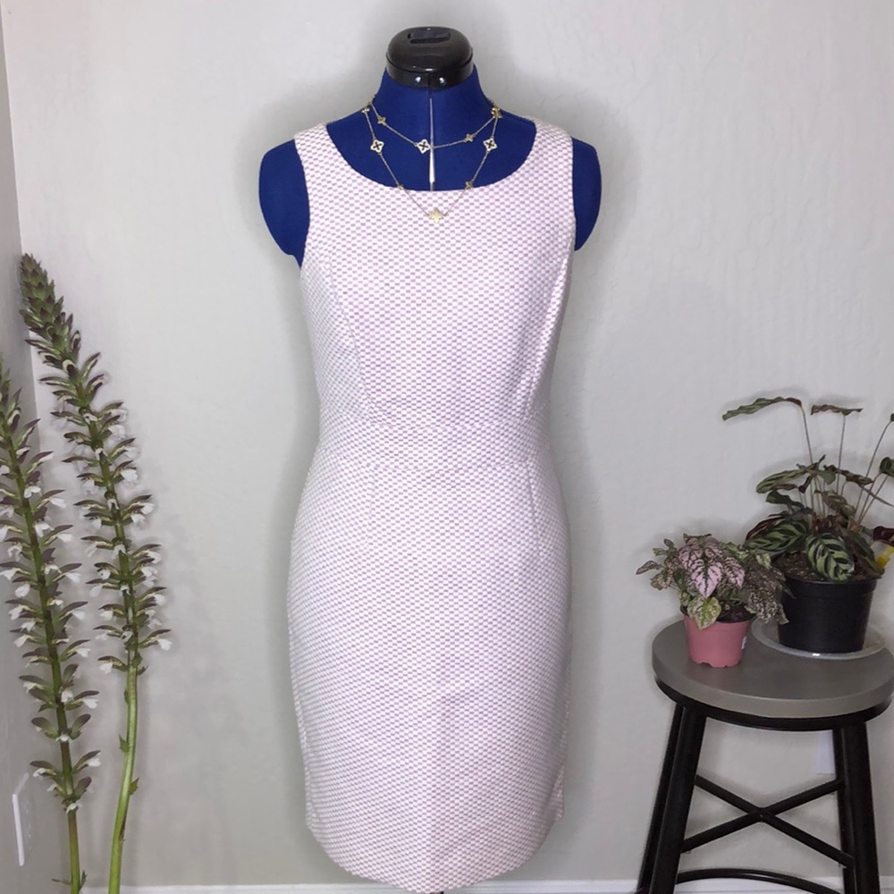 BANANA REPUBLIC Dress • size 4 • pink and white delicate check pattern